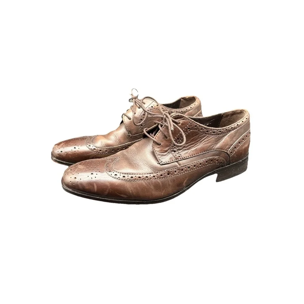 Bostonian Brown Leather Wingtip‎ Oxford Dress Shoes Mens 9W Vintage